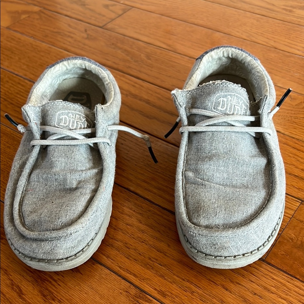 Hey Dude Gray Moccasins with Soft Suede Material and Rounded Toe